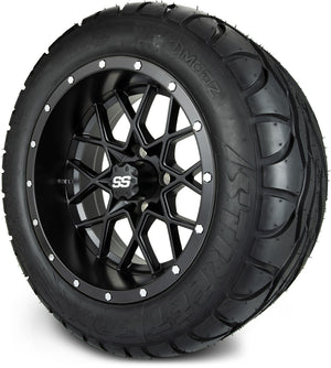 MODZ® 14" Vortex Matte Black Wheels & Street Tires Combo (MODZ Street Fox Radial 23x10-14)