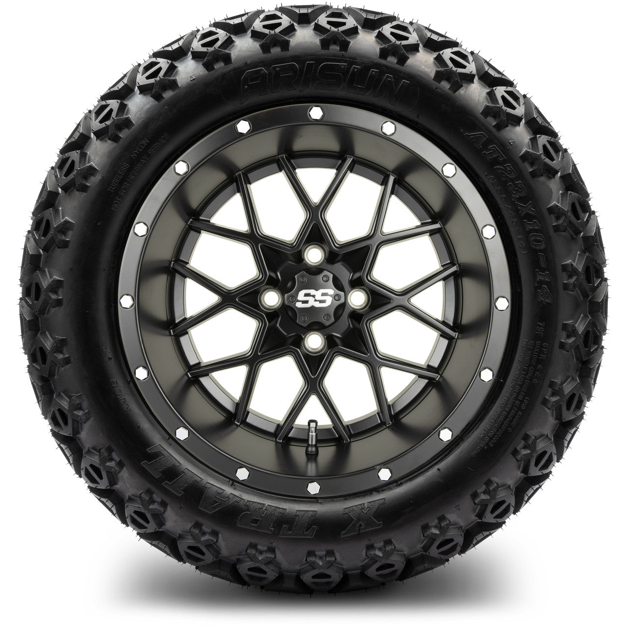 MODZ® 14" Vortex Matte Black Wheels & Off-Road Tires Combo (Arisun X-Trail All-Terrain 23x10-14)