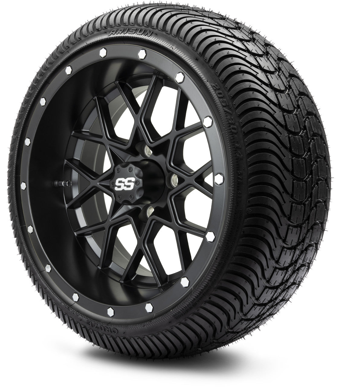 MODZ® 14" Vortex Matte Black Wheels & Street Tires Combo (MODZ Street Fox Radial 23x10-14)
