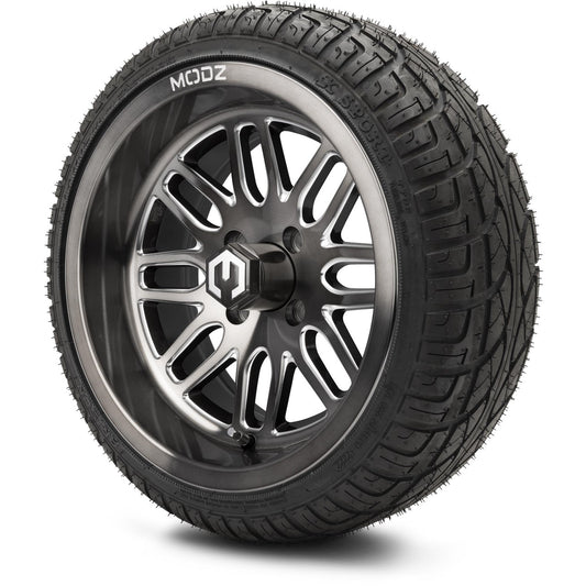 MODZ® 14" Mayhem Brushed Gunmetal with Ball Mill Wheels & Street Tires Combo (Arisun X-Sport 205/30-14)