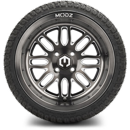 MODZ® 14" Mayhem Brushed Gunmetal with Ball Mill Wheels & Street Tires Combo (Arisun X-Sport 205/30-14)