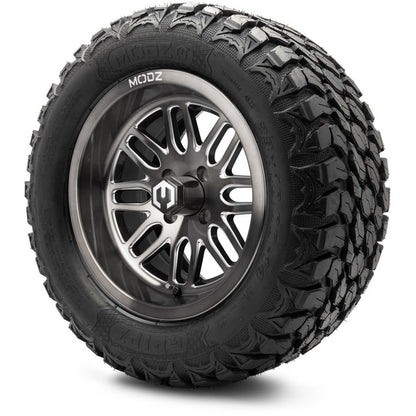 MODZ® 14" Mayhem Brushed Gunmetal with Ball Mill Wheels & Off-Road Tires Combo (MODZ Gripz 23x10-14)