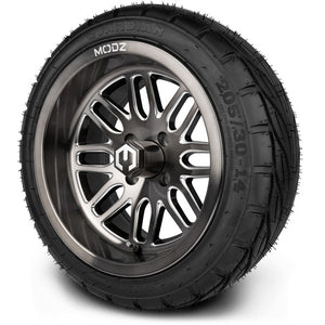 MODZ® 14" Mayhem Brushed Gunmetal with Ball Mill Wheels & Street Tires Combo (MODZ Guardian 205/30-14)