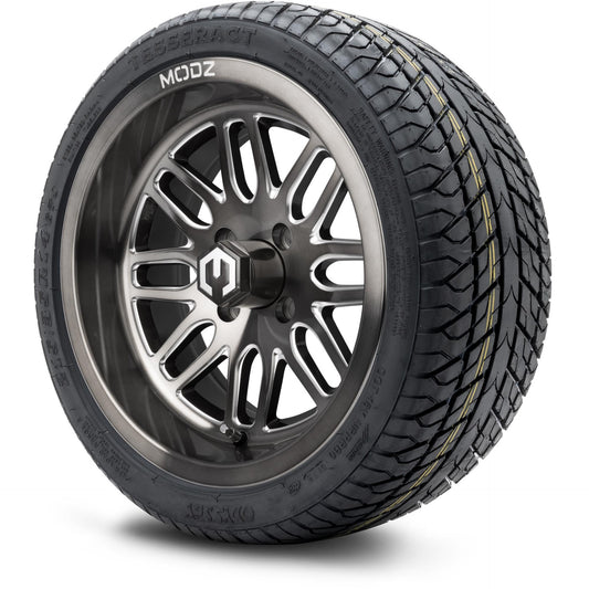 MODZ® 14" Mayhem Brushed Gunmetal with Ball Mill Wheels & Street Tires Combo (Odyssey Tesseract Steel Belted Radial 215/35-14)