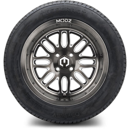 MODZ® 14" Mayhem Brushed Gunmetal with Ball Mill Wheels & Street Tires Combo (Odyssey Tesseract Steel Belted Radial 215/50-14)