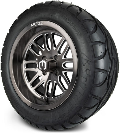 MODZ® 14" Mayhem Brushed Gunmetal with Ball Mill Wheels & Street Tires Combo (MODZ Street Fox Radial 23x10-14)