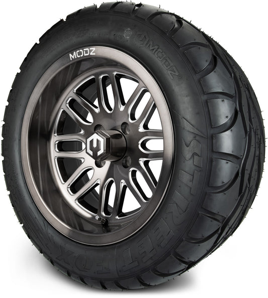 MODZ® 14" Mayhem Brushed Gunmetal with Ball Mill Wheels & Street Tires Combo (MODZ Street Fox Radial 23x10-14)