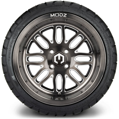MODZ® 14" Mayhem Brushed Gunmetal with Ball Mill Wheels & Street Tires Combo (MODZ Street Fox Radial 205/40-14)