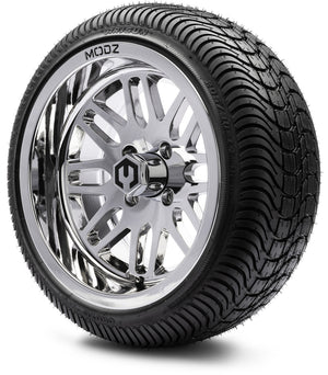 MODZ® 14" Mayhem Chrome Wheels & Street Tires Combo (Arisun Cruze 205/30-14)