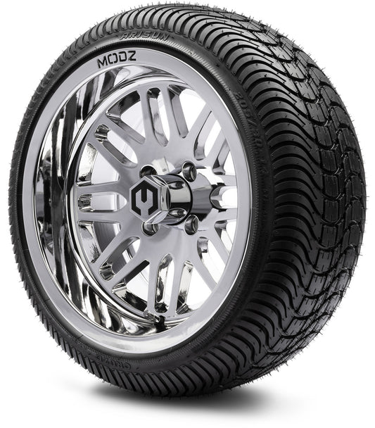 MODZ® 14" Mayhem Chrome Wheels & Street Tires Combo (Arisun Cruze 205/30-14)