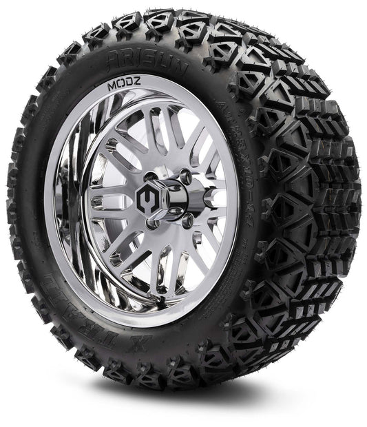 MODZ® 14" Mayhem Chrome Wheels & Off-Road Tires Combo (Arisun X-Trail All-Terrain 23x10-14)