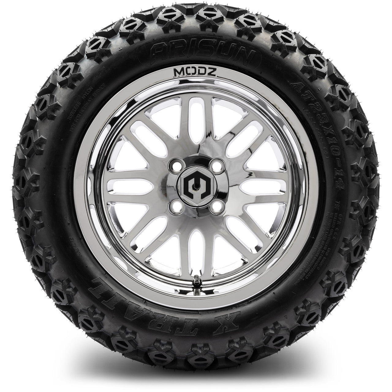 MODZ® 14" Mayhem Chrome Wheels & Off-Road Tires Combo (Xcomp Gladiator 23-10-14 Radial)