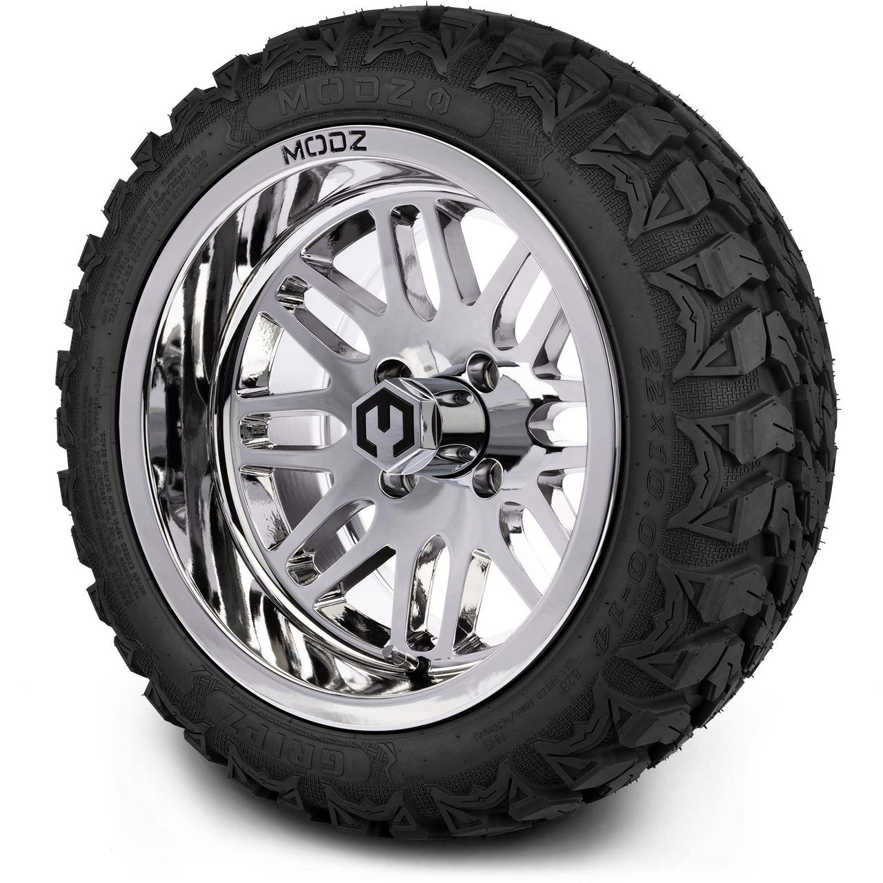 MODZ® 14" Mayhem Chrome Wheels & Off-Road Tires Combo (Xcomp Gladiator 23-10-14 Radial)