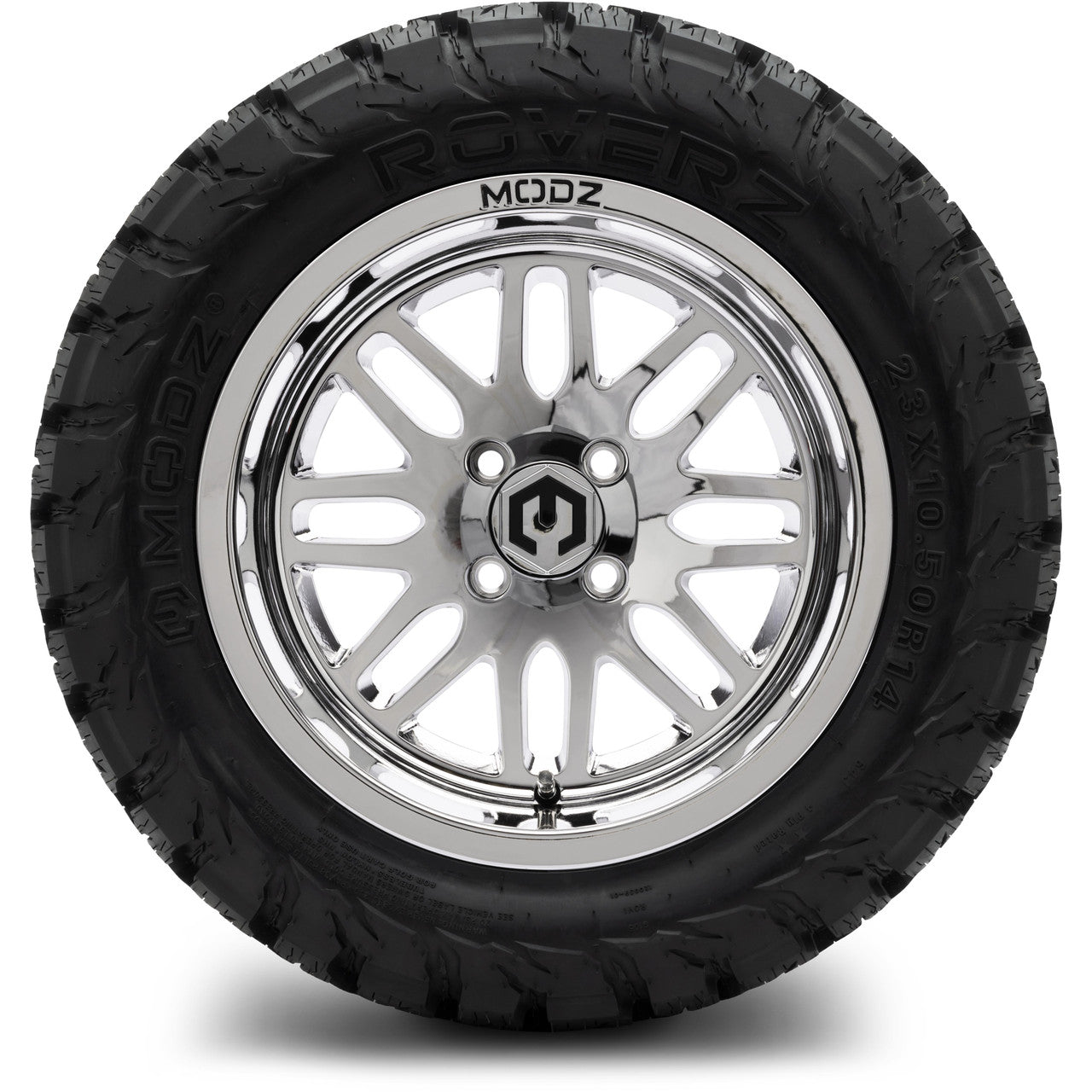 MODZ® 14" Mayhem Chrome Wheels & Off-Road Tires Combo (Arisun X-Armory All-Terrain 23x10-14 Radial)