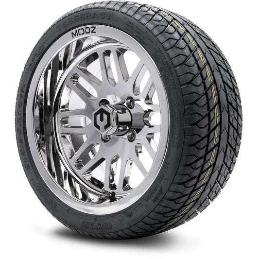 MODZ® 14" Mayhem Chrome Wheels & Street Tires Combo (Odyssey Tesseract Steel Belted Radial 215/35-14)