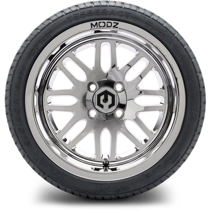 MODZ® 14" Mayhem Chrome Wheels & Street Tires Combo (Odyssey Tesseract Steel Belted Radial 215/50-14)