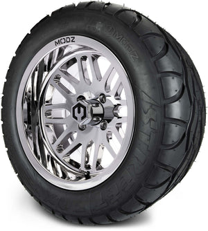 MODZ® 14" Mayhem Chrome Wheels & Street Tires Combo (MODZ Street Fox Radial 23x10-14)
