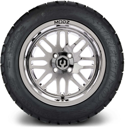 MODZ® 14" Mayhem Chrome Wheels & Street Tires Combo (MODZ Street Fox Radial 23x10-14)