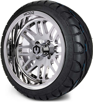 MODZ® 14" Mayhem Chrome Wheels & Street Tires Combo (MODZ Street Fox Radial 205/40-14)
