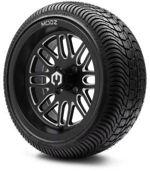 MODZ® 14" Mayhem Brushed Gunmetal with Ball Mill Wheels & Street Tires Combo (Arisun Cruze 205/30-14)