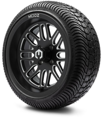 MODZ® 14" Mayhem Brushed Gunmetal with Ball Mill Wheels & Street Tires Combo (Arisun Cruze 205/30-14)