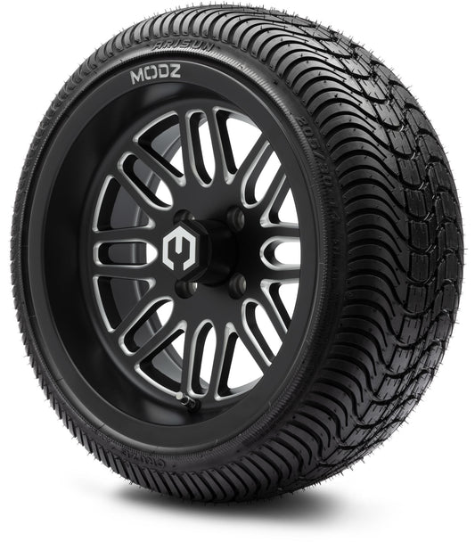 MODZ® 14" Mayhem Brushed Gunmetal with Ball Mill Wheels & Street Tires Combo (Arisun Cruze 205/30-14)