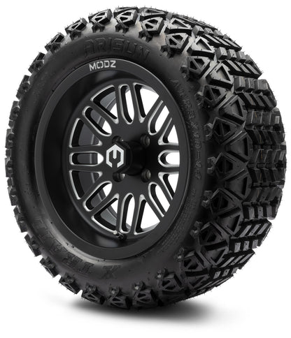 MODZ® 14" Mayhem Brushed Gunmetal with Ball Mill Wheels & Off-Road Tires Combo (Arisun X-Trail All-Terrain 23x10-14)