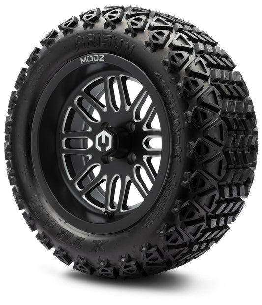 MODZ® 14" Mayhem Brushed Gunmetal with Ball Mill Wheels & Off-Road Tires Combo (Arisun X-Trail All-Terrain 23x10-14)