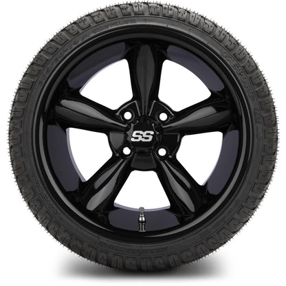 MODZ® 14" Godfather Glossy Black Wheels & Street Tires Combo (Arisun X-Sport 205/30-14)