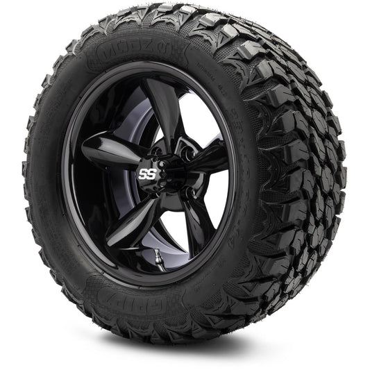 MODZ® 14" Godfather Glossy Black Wheels & Off-Road Tires Combo (MODZ Gripz 23x10-14)