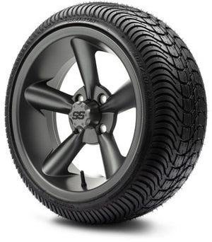 MODZ® 14" Godfather Glossy Black Wheels & Street Tires Combo (Arisun Cruze 205/30-14)