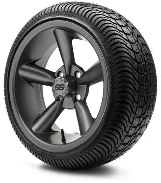 MODZ® 14" Godfather Glossy Black Wheels & Street Tires Combo (Arisun Cruze 205/30-14)