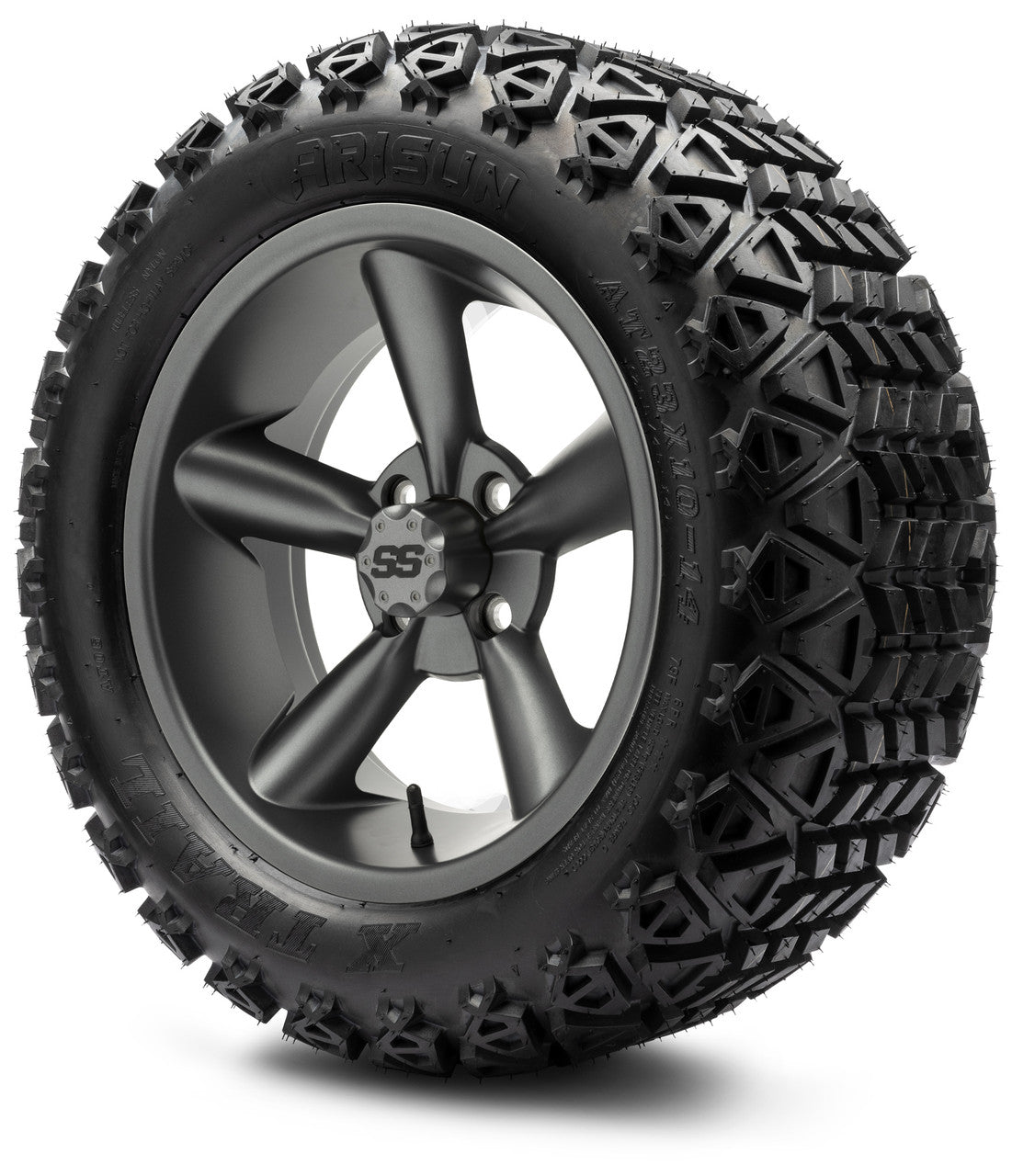 MODZ® 14" Godfather Gunmetal Wheels & Off-Road Tires Combo (Arisun X-Trail All-Terrain 23x10-14)