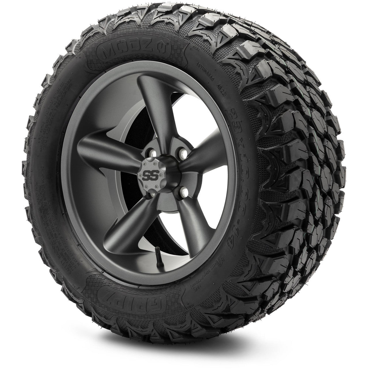 MODZ® 14" Godfather Gunmetal Wheels & Off-Road Tires Combo (Arisun X-Armory All-Terrain 23x10-14 Radial)