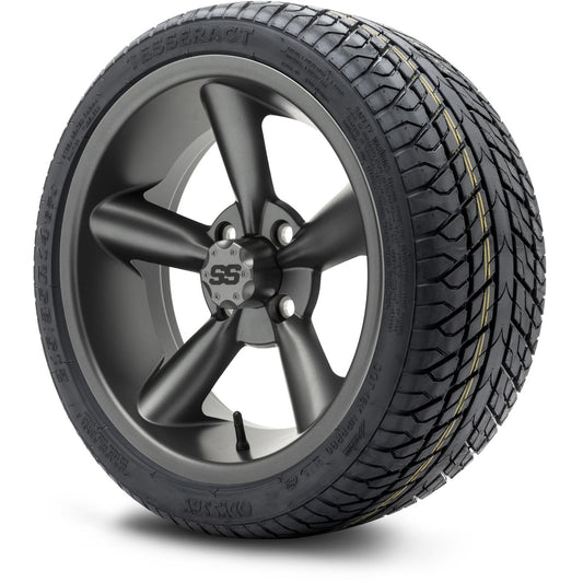 MODZ® 14" Godfather Gunmetal Wheels & Street Tires Combo (Odyssey Tesseract Steel Belted Radial 215/35-14)