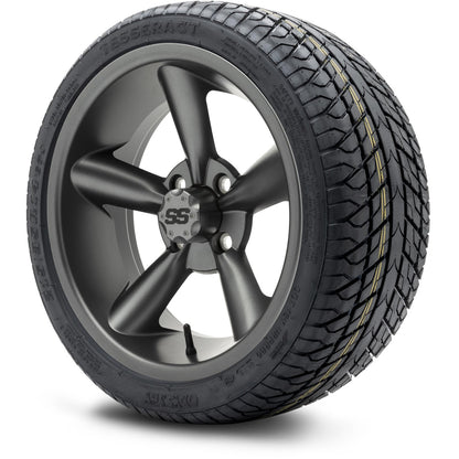 MODZ® 14" Godfather Gunmetal Wheels & Street Tires Combo (Odyssey Tesseract Steel Belted Radial 215/50-14)