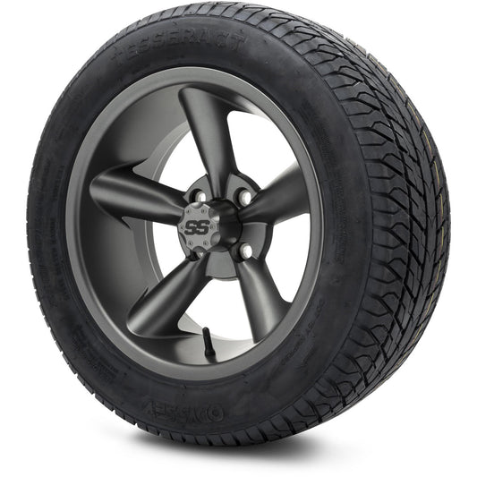 MODZ® 14" Godfather Gunmetal Wheels & Street Tires Combo (Odyssey Tesseract Steel Belted Radial 215/50-14)