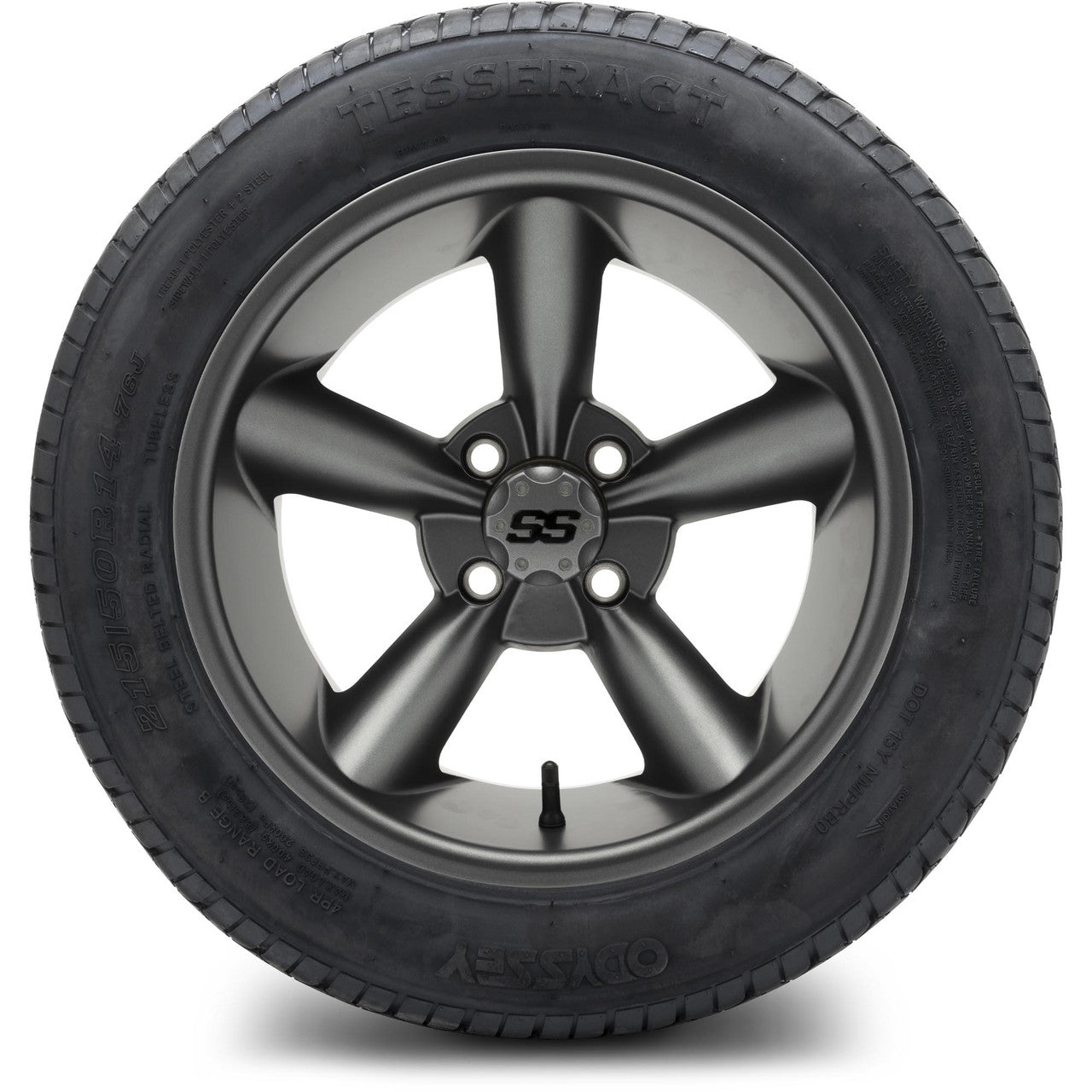 MODZ® 14" Godfather Gunmetal Wheels & Street Tires Combo (Odyssey Tesseract Steel Belted Radial 215/50-14)