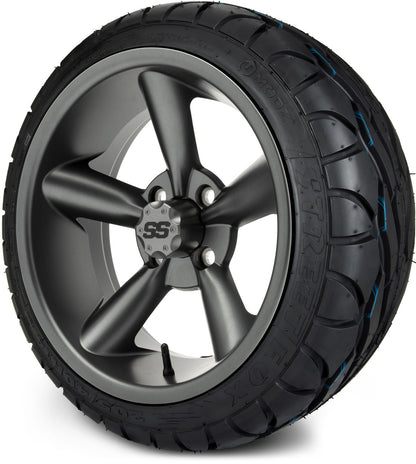 MODZ® 14" Godfather Gunmetal Wheels & Street Tires Combo (MODZ Street Fox Radial 205/40-14)