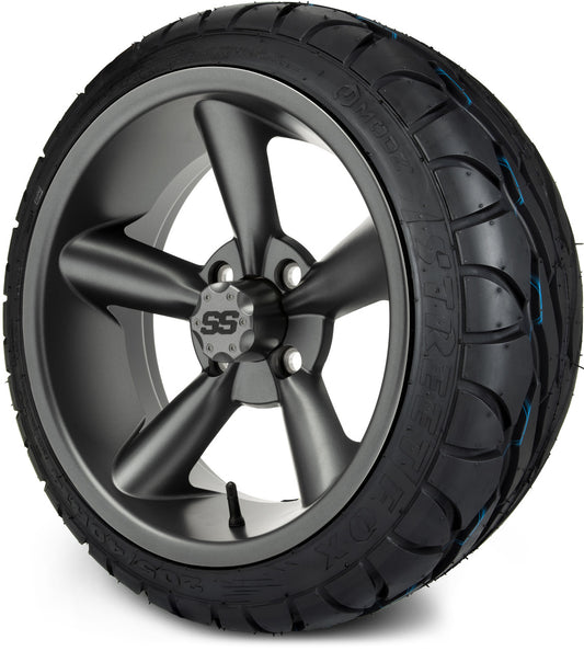 MODZ® 14" Godfather Gunmetal Wheels & Street Tires Combo (MODZ Street Fox Radial 205/40-14)