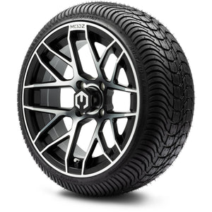 MODZ® 14" Matrix Machined Black Wheels & Street Tires Combo (Arisun Cruze 205/30-14)
