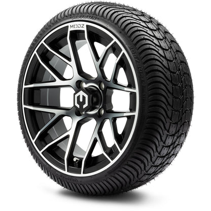 MODZ® 14" Matrix Machined Black Wheels & Street Tires Combo (Arisun Cruze 205/30-14)