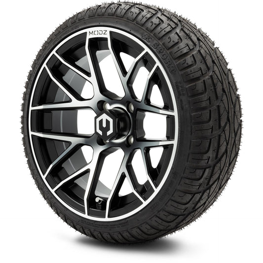 MODZ® 14" Matrix Machined Black Wheels & Street Tires Combo (Arisun X-Sport 205/30-14)