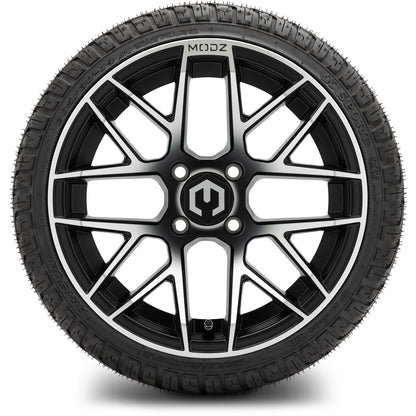 MODZ® 14" Matrix Machined Black Wheels & Street Tires Combo (Arisun Cruze 205/30-14)