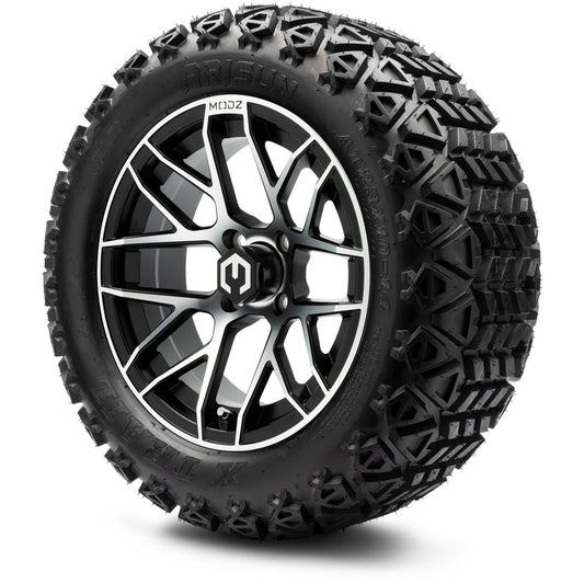 MODZ® 14" Matrix Machined Black Wheels & Off-Road Tires Combo (Arisun X-Trail All-Terrain 23x10-14)