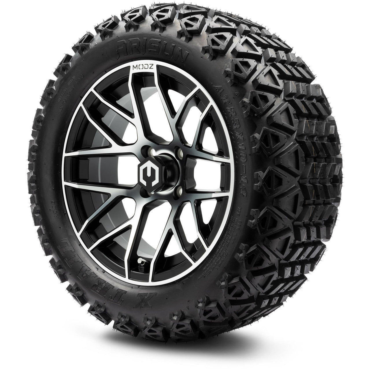 MODZ® 14" Matrix Machined Black Wheels & Off-Road Tires Combo (Xcomp Gladiator 23-10-14 Radial)