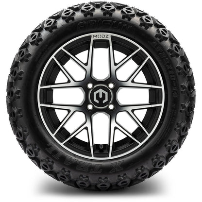 MODZ® 14" Matrix Machined Black Wheels & Off-Road Tires Combo (Arisun X-Armory All-Terrain 23x10-14 Radial)