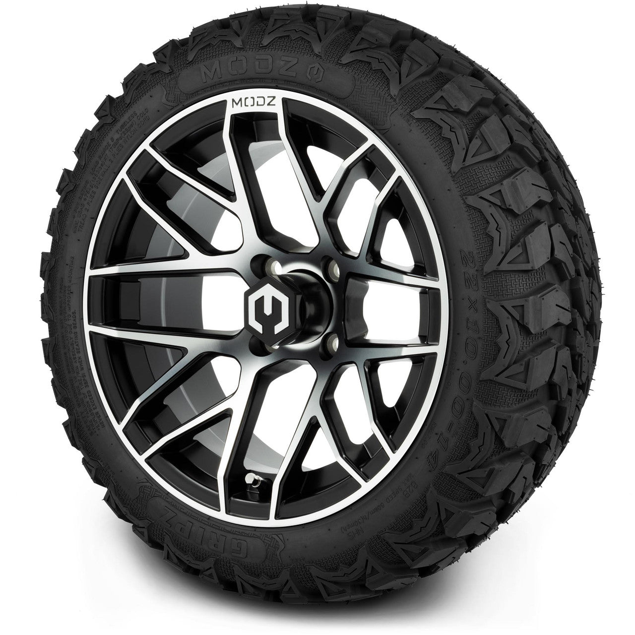 MODZ® 14" Matrix Machined Black Wheels & Off-Road Tires Combo (Arisun X-Trail All-Terrain 23x10-14)