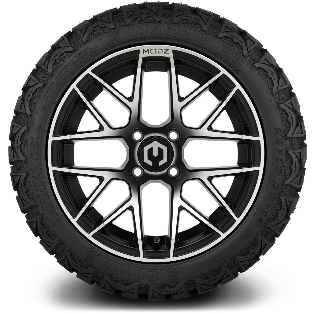 MODZ® 14" Matrix Machined Black Wheels & Off-Road Tires Combo (Arisun X-Trail All-Terrain 23x10-14)