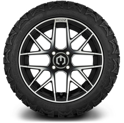 MODZ® 14" Matrix Machined Black Wheels & Off-Road Tires Combo (Arisun X-Armory All-Terrain 23x10-14 Radial)